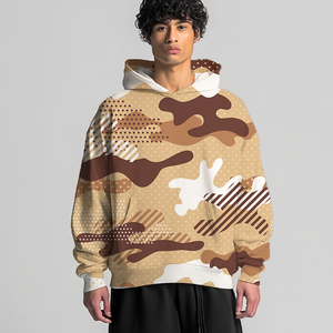 Sudadera con Capucha Azul Camuflaje para Hombre, Corte Holgado, 100% Poliéster, Felpa Francesa, Transpirable, Ropa Casual de Calle, para Otoño - Product Image 3