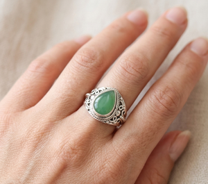 925 Sterling <b>Silver</b> Green Chrysoprase <b>Ring</b> Vintage Boho Statement <b>Ring</b> Rose Gold Yellow Gold Plated Handmade Jewelry <b>for</b> <b>Men</b> her - Product Image 6