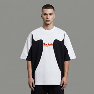 Camiseta de Hombre Oversize de Algodón 100% de Corte Holgado, Estilo Urbano, Lisa, con Estampado, Cuello Redondo, Manga Corta, 275g, Ecológica y Transpirable - Product Image 5