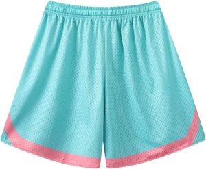 Shorts de basket-ball en maille pour femmes avec étoiles roses et imprimé lettres, taille à cordon de serrage, vêtements de sport d'été respirants, coupe régulière - Product Image 5