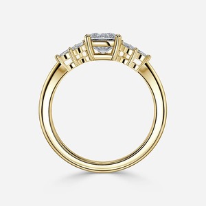 Anillo de Diamante Cultivado en Laboratorio de 2 Quilates con Piedras Laterales en Forma de Hoja Marquise, Oro de 14K, Joyería OEM - Product Image 4