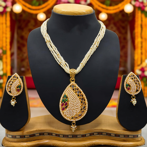 Heritage 10575578PGR Fine Jewelry Set Gold Plated Pota Stone Freshwater Pearl <b>Beads</b> Necklace for Festivals Bridal Occasions - Product Image 3