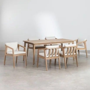 <b>4</b>/6/8-Seater Modern Wood Outdoor <b>Dining</b> <b>Set</b> Weather Resistant Garden Table and <b>Chairs</b> OEM ODM Custom Cushion/Size/Colors - Product Image 1