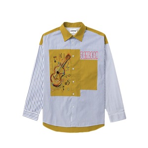 เสื้อเชิ้ตผู้ชายสไตล์ลำลองลายปะติดปะต่อ แขนยาว ติดกระดุม - Product Image 1