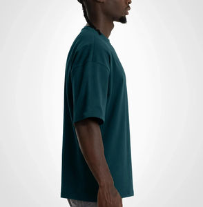 T-shirt formel tricoté pour homme, 100% Coton, Grammage lourd, Style Hip Hop, Style urbain, Personnalisable, Séchage rapide, Coupe droite, Épaules tombantes - Product Image 2