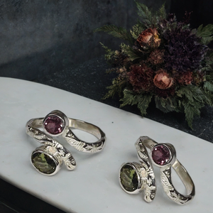 Anillos de Compromiso y Boda Clásicos de Plata de Ley 925 con Engaste de Bisel, Turmalina Multicolor y Baño de Rodio, Ideales para Regalo - Product Image 2