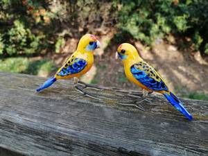 Handmade Glass Parrot Figurine Yellow Blue Color Lampwork Animal Sculpture Decorative Art Piece - Product Image 5
