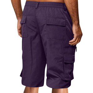 Men's 100% Cotton Eco-Friendly High Quality Durable <b>Cargo</b> <b>Shorts</b> Elastic Waist Solid Color Anti-Wrinkle Quick Dry - Product Image 2