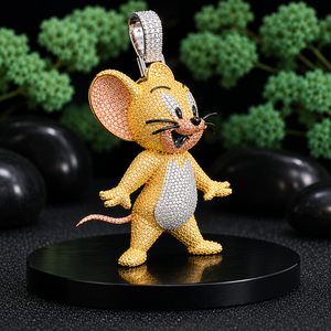 Cartoon <b>Mouse</b> Pendant Necklace 24K Gold Plated Crystal Rhinestone Luxury Unisex Gift Jewelry - Product Image 4