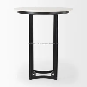 Modern <b>Round</b> Marble Top <b>Side</b> <b>Table</b> with <b>Black</b> Metal Frame for Living Room Indoor Furniture Decoration - Product Image 2