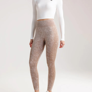 Leggings de sport pour femmes de haute qualité, taille haute, tricotés en spandex/nylon, décontractés, ajustés, longueur cheville, pour yoga, course à pied, cyclisme - Product Image 2