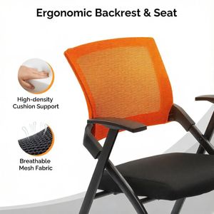 Set di 1 Sedia Pieghevole Impilabile per Sala Conferenze con Ruote, Schienale Reclinabile e Seduta Imbottita in Materiale PP, Arredo per Aula di Formazione - Product Image 4