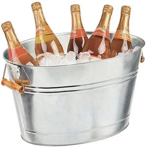 Enfriador de botellas de Metal plateado Enfriador de bebidas decorativo con asas Ideal como TINA de bebida para personalización de cerveza - Product Image 2