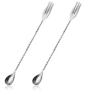 Juego de cucharas para mezclar cócteles de acero inoxidable, agitador de bebidas de metal de 2 piezas para vino y cócteles a precio económico - Product Image 4