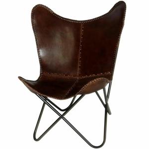 Silla de Cuero Marrón Oscuro de Lujo, Silla de Comedor Moderna y Ligera Hecha a Mano con Marco de Metal Negro, Silla de Salón para el Hogar y la Oficina - Product Image 1