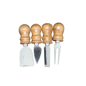 Juego de 4 mini cuchillos para queso con mango de madera, cortador de queso de acero inoxidable de alta calidad y herramientas para untar mantequilla para tabla de quesos - Product Image 4