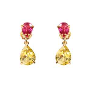 Boucles d'oreilles en saphir et rubis, pierres précieuses, pierres de naissance de septembre, argent sterling 925, plaqué or 14 carats, bijoux - Product Image 6