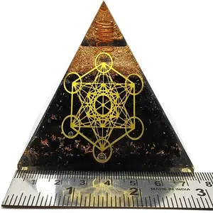 Shungite grande pirâmide orgonita com cubo de metatron, grade para cura de energia positiva, meditação equilibrada de chakra