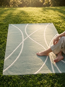 Tapis en laine tufté fait main moderne, tapis abstrait vert minimaliste, tapis contemporain personnalisé pour la vente en gros - Product Image 3