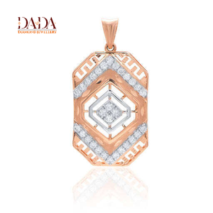 Collier pendentif de luxe en or rose rhodié, diamant de laboratoire géométrique taille brillant 14 carats certifié IGI, fin et élégant - Product Image 1
