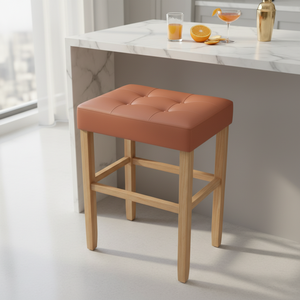 Tabouret de bar moderne en cuir PU sans dossier, tabouret de comptoir rembourré pour cuisine - Product Image 3