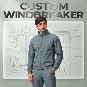 Trending Custom Men Windbreaker Jacket Nylon Hoodie Shorts Set Lightweight Windproof Outdoor Sportswear Streetwear - Product Image 5