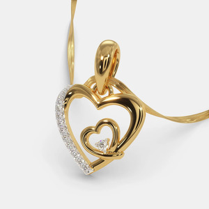 Collar con Colgante de Doble Corazón en Oro Amarillo con Diamante Cultivado en Laboratorio - Product Image 3