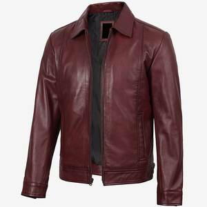 Nueva Chaqueta de Cuero Vintage Color Granate con Logotipo Personalizado al por Mayor para Hombre, Chaquetas para Hombre, Chaqueta de Alta Calidad para Invierno, Ropa Urbana - Product Image 1