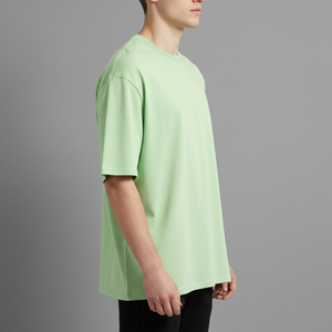 T-shirt Hip Hop Homme Oversize Personnalisé OEM/ODM, Épaules Tombantes, Coton Lourd 100%, Couleur Unie - Product Image 6