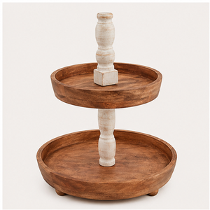 High-Quality 2-Tier Mango Wood Cake <b>Stand</b> Farmhouse <b>Cupcake</b> <b>Stand</b> & Tiered Dessert Server for Wedding Parties - Product Image 4
