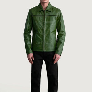 Veste en cuir décontractée pour homme, très vendue, coupe-vent, respirante, écologique, fermeture éclair sur le devant, en toile, fabriquée au Pakistan - Product Image 3