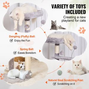 45.2\" Indoor <b>Cat</b> <b>Tree</b> Tower with Sisal <b>Scratching</b> Post Hammock Top Perch Jumping Platforms Large Condo for <b>Cats</b> - Product Image 4