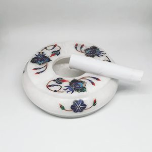 Cendrier sans fumée en aluminium blanc 10 cm, incrustation artisanale, support de luxe pour cigares et cigarettes, élégant, durable, résistant à la chaleur, pour table - Product Image 1