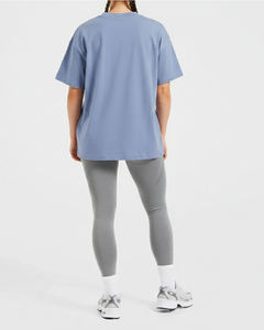 Women Oversized Crew Neck <b>T</b>-<b>Shirt</b> Solid Color 100% Cotton Loose Fit Short Sleeve Breathable All Seasons Jersey Knitted - Product Image 4