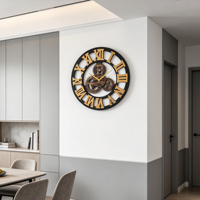 Jam Dinding Gantung 60cm Besar Bahan MDF Quartz dengan Dial 3D dan Gerakan Senyap untuk Dekorasi Industrial Loft Cafe Hotel