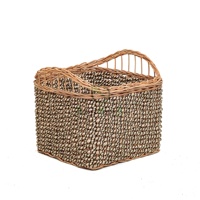 Cube Seagrass Mix Panier de rangement en rotin Grand porte-bûches en osier pour cheminée intérieure