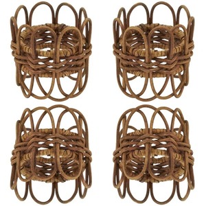 Servilletero de Ratán Marrón Tejido a Mano, Estilo Rústico Costero para Decoración de Mesa, Anillos para Servilletas de Mimbre Natural - Product Image 1