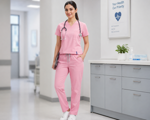 Women's Woven V-Neck Short-Sleeved <b>Scrub</b> Uniform Hospital Operating Room Nurse Doctor Workwear Washable Medical Overalls <b>Clothes</b> - Product Image 3