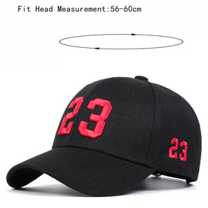 Gorra de Béisbol Unisex de 6 Paneles Huzu Enterprises, Negra, de Algodón Satinado, con Número 23 Bordado, Ajustable, para Uso Casual - Product Image 2