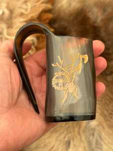 Mug en corne naturelle avec poignée - Mug de cuisine moderne pour bière, vin, café et thé - Écologique et personnalisable - Product Image 6