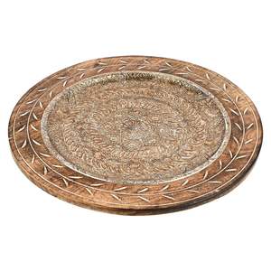 Bandeja Redonda Decorativa de Metal de Cobre Marroquí Vintage, Plato para Servir en Tono Latón, Adorno para el Hogar, Artículo de Regalo, Precio de Fábrica - Product Image 1