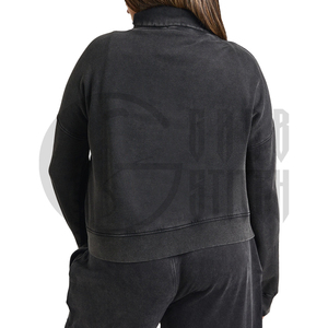 Sudadera con capucha y cremallera para mujer, estilo vintage, lavada, oversize, corta, tipo chaqueta, streetwear, OEM ODM de fábrica - Product Image 5