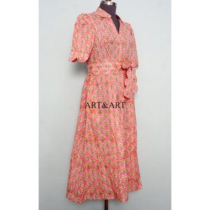 Robe midi décontractée d'été pour femmes, style doux et naturel, coupe en A, 100% coton, de haute qualité, élégante, confortable, tendance, vente en gros - Product Image 5