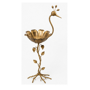 Adorno de Jardín de Metal Hecho a Mano con Forma de Flor y Pájaro, Decoración de Exterior Independiente con Acabado Cepillado y Forma Irregular - Product Image 2