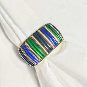Artistic Aluminum Europe Style Napkin Rings Eco-Friendly Unique Colorful Glass Design Stylish Dining Settings <b>Party</b> <b>Table</b> - Product Image 5