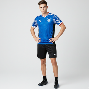 Camiseta de Fútbol de Poliéster con Malla en Azul y Negro, Cuello en V, Manga Corta, Transpirable, Unisex - Product Image 3