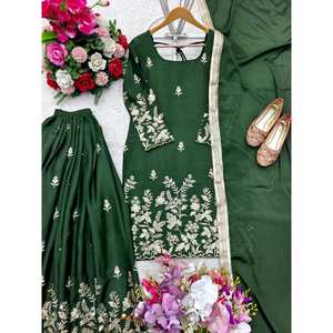 Top de trabajo de secuencia de bordado pesado de diseñador-Sarara y Dupatta para vestidos de carrera - Product Image 3