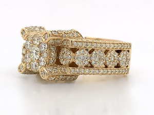 Moissanite Men's Iced Hip Hop Cluster <b>Ring</b> 925 Sterling <b>Silver</b> Rhodium Plated <b>Statement</b> Jewelry Custom Heavy Luxury Gift for Him - Product Image 2