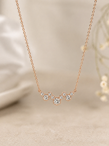 Collier pendentif en or rose plaqué diamant 18 carats, chaîne serpent minimaliste, pour femme, usage quotidien, coupe brillante ronde, motif floral - Product Image 3