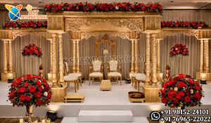 Mandapam Redondo de Madera para Bodas Indias Gujarati, Compra los Últimos Pilares Dorados de Ganesha, Mandapam para Bodas Reales, Juego de Mandapam para Bodas en el Reino Unido - Product Image 5